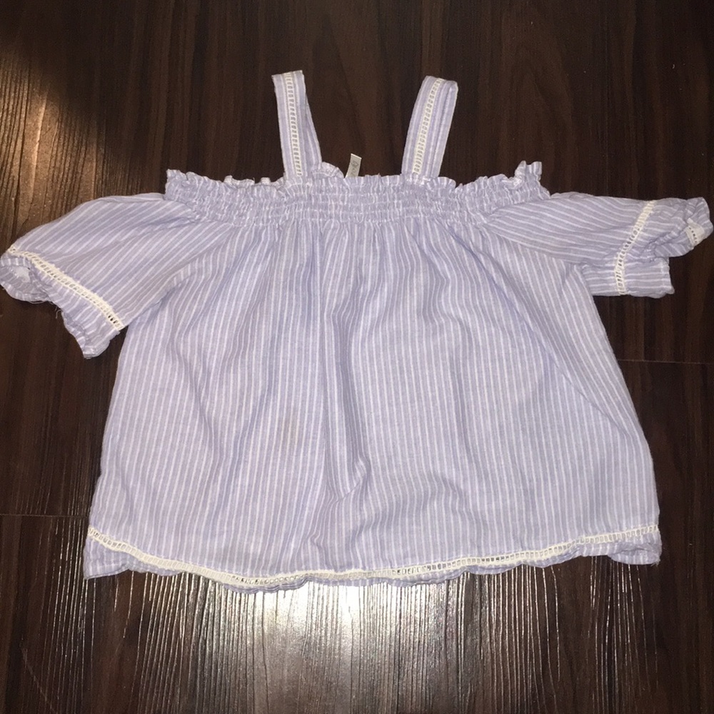 Blue blouse off the shoulder and neck straps